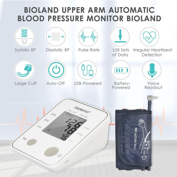 Home Upper Arm Blood Pressure Monitor Cuff Machine Automatic Pulse Rate  Meter