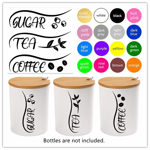Coffee, Tea, Flour, Sugar Vinyl Art Decals For Canisters Pantry Labels  Stickers Kitchen Canisters Decal Labels Decor - AliExpress