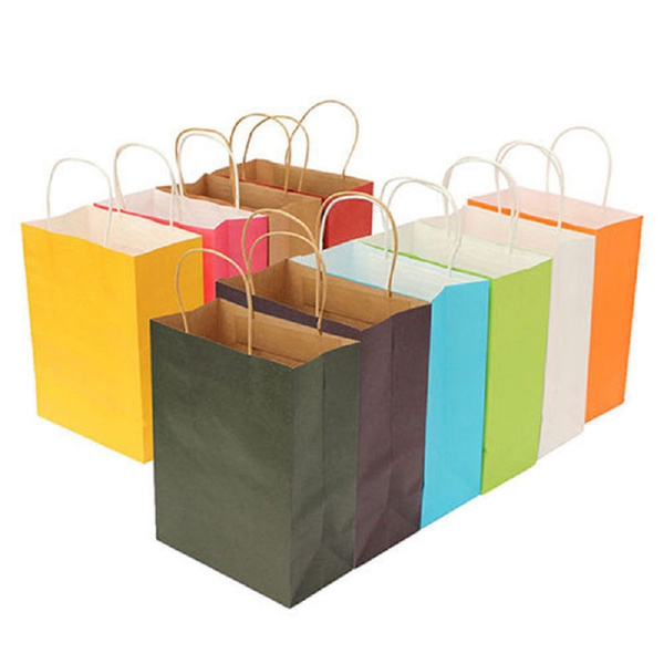 Recyclable Party Bags Kraft Paper Gift Bag With Handles Shop Loot Bag 