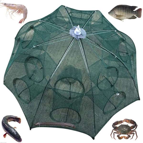 Folding Fishing Net Fish Shrimp Crab Bait Cast Net Mesh Trap 6