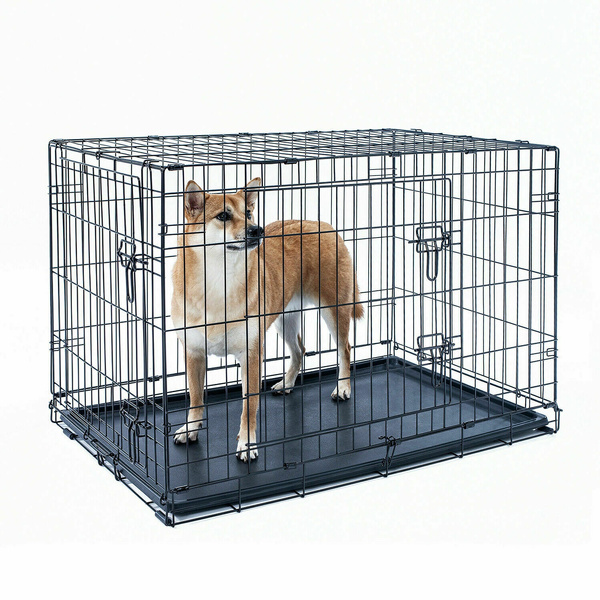 30" Dog Crate Fold Metal Pet Cage Kennel House for Animal 2 Door w