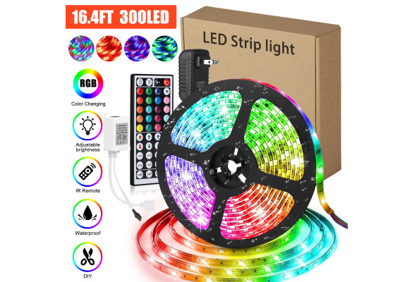 LED Strip Light,iNextStation LED Strip Lighting Kit 12V DC 5M 3528 RGB SMD Flexible Waterproof 300 LED Strip Light with 24 Key Remote Controller 