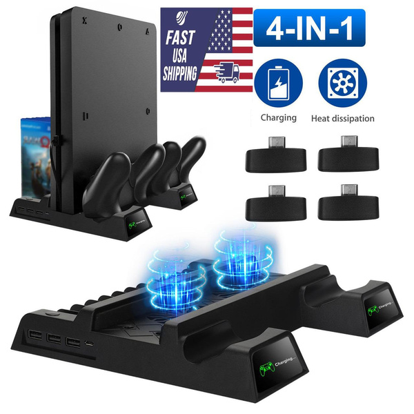 NOVO para PS4/PS4 Slim/PS4 Pro Controlador Console Vertical Cooling Stand  Estação de Carregamento Dock cartão De Armazenamento Para Playstation 4 -  AliExpress