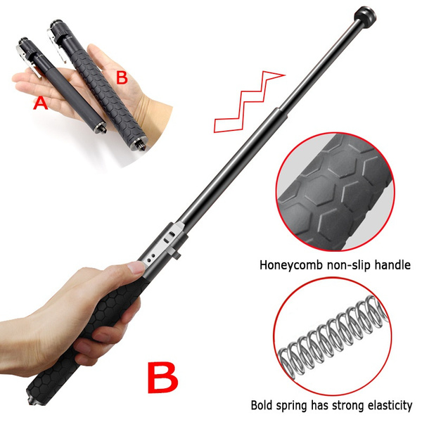 Automatic Spring Telescopic Stick Three-section Self-defense Stick  All-steel Quenched Material (two Sizes)