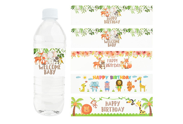 Animal Train Water Bottle Label  Baby Shower Water Bottle Stickers