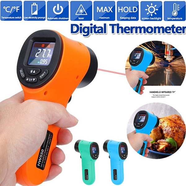 1PC Non-Contact Infrared Kitchen Thermometer Handheld Digital Infrared  Thermometer IR Laser Thermometer -50℃~50/550℃ Industrial Thermometer Meter  Pyrometer(without Battery)