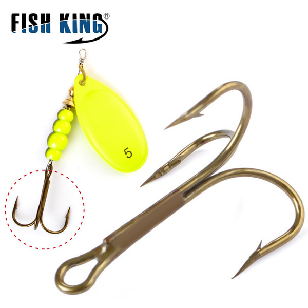 FISH KING 20pc/lot Fishing Hook three treble hook 3/0# - 16#High Carbon  Steel Treble Hook Brown Color FISHHOOK Overstriking Antirust Fishing Tackle