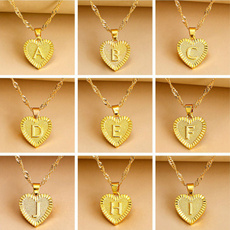 lettersnecklace, 심장, 18k gold, 주얼리