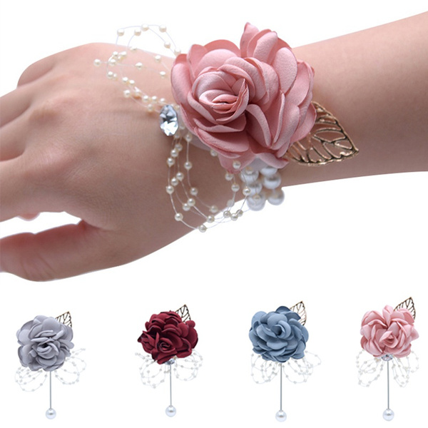 Wedding Groom Lapel Pin Prom Bouquet Flower Wrist Corsage Charm Beautiful