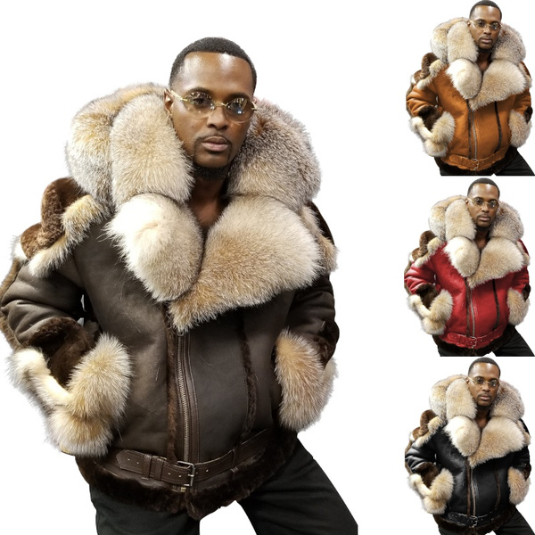 Men's winter jacket with fur online hood