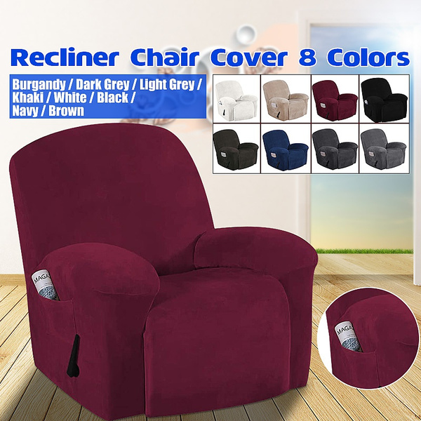Stretch Recliner Chair Covers W Side Pocket Velvet Plush Fabric 8 Colors Couch Cover Soft Sofa Furniture Slipcover Wish Stretch Recliner Chair Covers W Side, Club Chair Recliner Fabric Covers