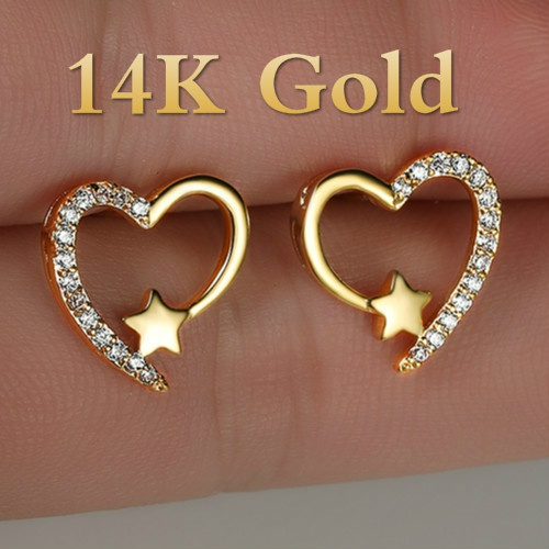 Heart design deals gold earrings