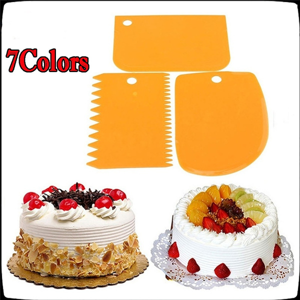 3Pcs Plastic Dough Icing Fondant Scraper Cake Decorating Baking Pastry Tools 