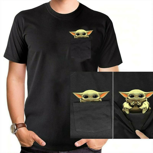 Black Tshirt Baby Yoda Middle Finger Funny Meme Pocket T-Shirt Movie Shirts Black Tshirt Baby Yoda Middle Finger Funny Meme Pocket T-Shirt Movie Shirts