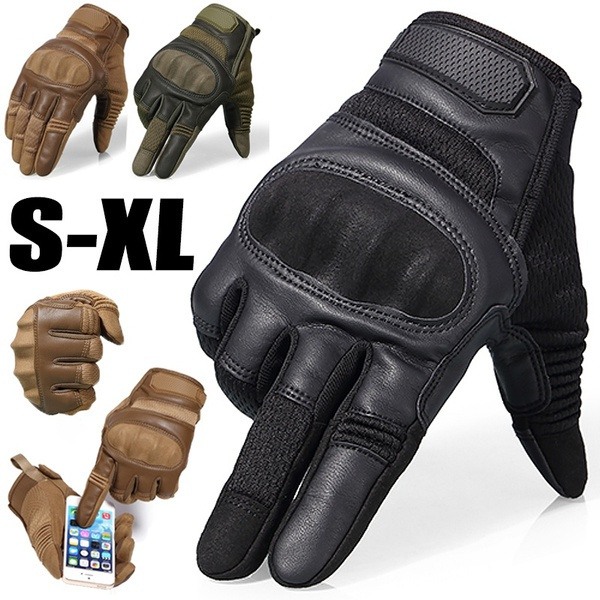Touch Screen Hard Knuckle Tactical Gloves PU Leather Army Military Combat