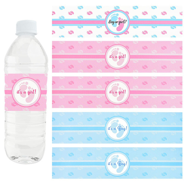 Adventure Awaits Gender Neutral Baby Shower Waterproof Water Bottle Wrapper