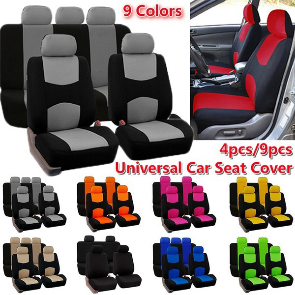 9PCS Universal Car Seat Covers Interior Front & Rear Seat Protector Accessories