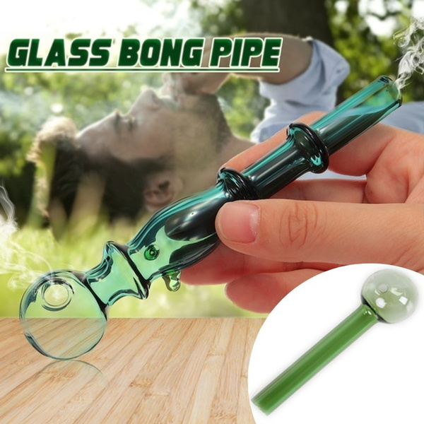 2/1Pcs Green Glass Herb Smoke Pipe Cigarette End Glassware Oil Burner
