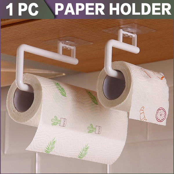 Roll Paper Holder Toilet Kitchen Tissue Towel Storage Organizer Hanging Rack .. 