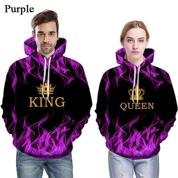 2021 New King and Queen 3D Printed Pullover couples Hoodies Cute Lover Men Women Hoodies Plus Size S 5XL