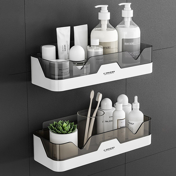 Waterproof Wall-mounted Plastic Storage Shelf Fashion Simple Style Shower  Organizer Rack Kitchen And Bathroom Storage Holder