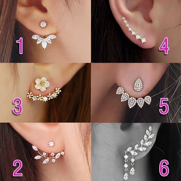 Women Butterfly Rhinestone Ear Side Clip Earrings Jewelry | Fruugo AE