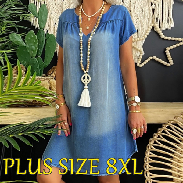 Costaric Plus Size Women's Denim Dresses Solid Color Plus Size Casual  Dresses Short Casual Sun Halter Top Pocket Midi Dress at Amazon Women's  Clothing store