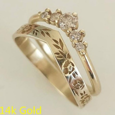 Engagement Wedding Ring Set, wedding ring, gold, 18k gold ring