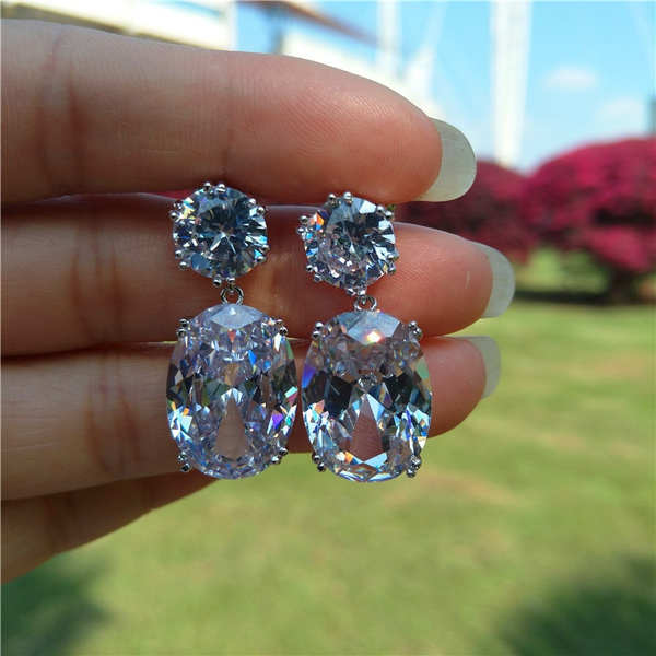 large stone stud earrings