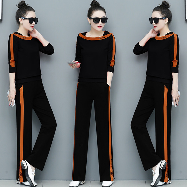 New Plus Size Two Piece Woman Tracksuits Set Top And Pants Women