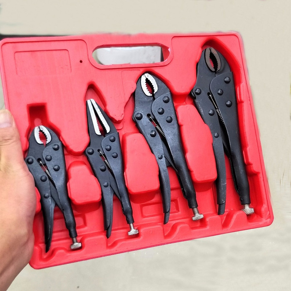 4 Pieces 5"/6.5"/7''/10'' Locking Pliers Round And Flat Mouth