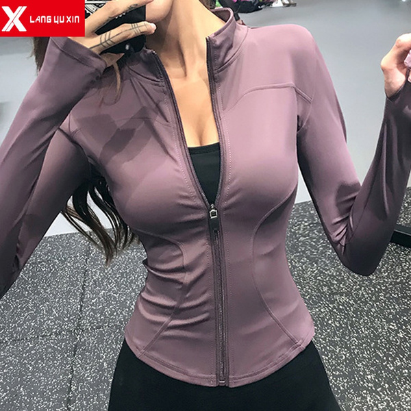 Women's Thin Jacket Tight Yoga Clothes Long Sleeve Running With Zipper Coat  Winter Sport Top Female Sports Hoodies