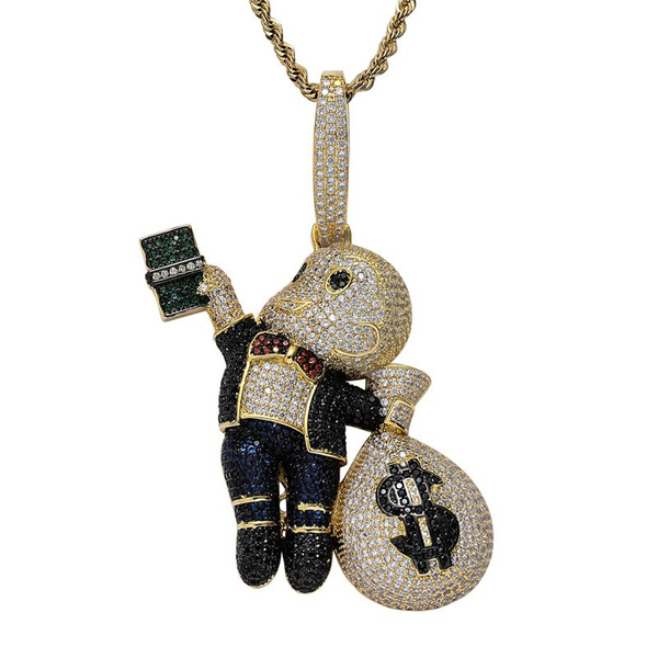 Hip Hop Boy Money Bag Pendants Bling 