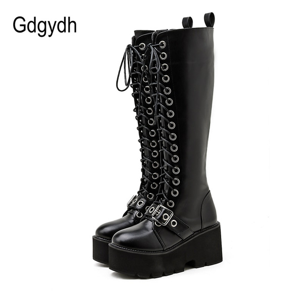 Knee high cheap gothic boots