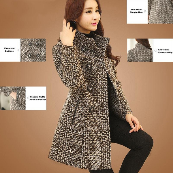 New Womens Wool Blends Coat Winter Autumn Fashion Elegant Mother