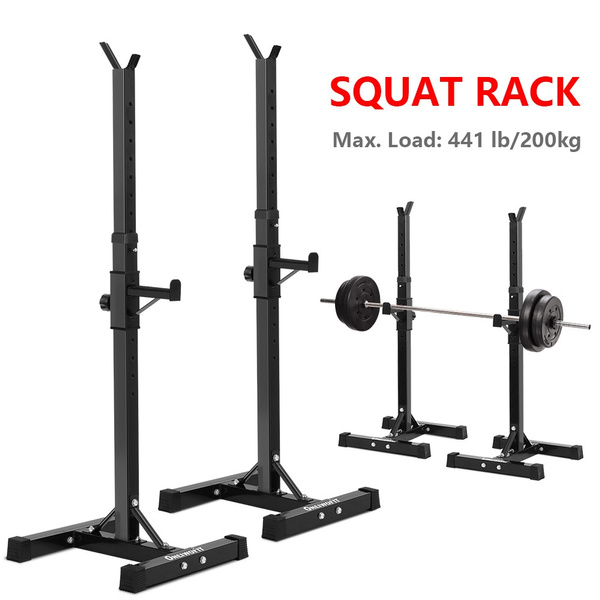 ONETWOFIT Adjustable Squat Rack Sturdy Steel Squat Barbell Free Bench ...