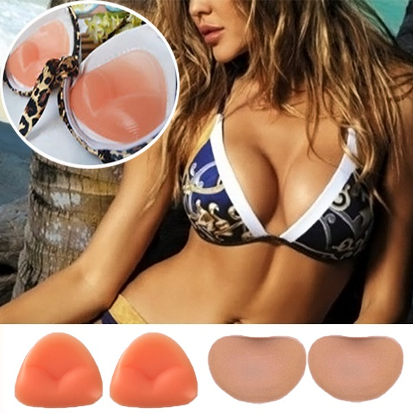 1 Pair Women's Breast Push Up Pad Silicone Bra Underwear Pad Nipple Cover  Stickers Patch Bikini Insert Swimsuit Accessories