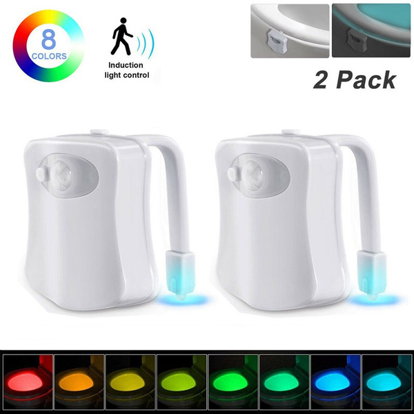 2 Pack LED Toilet Night Lights, 8-Colors Motion Detection Bathroom
