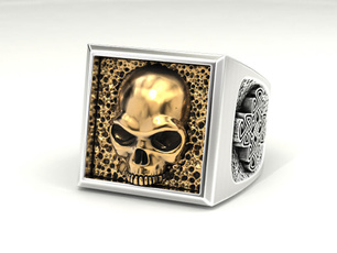 Sterling, skullringformen, vintage ring, gold