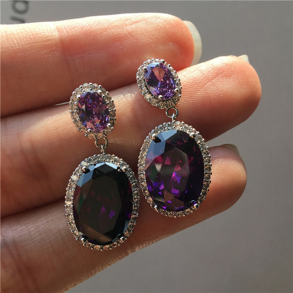 Purple stone on sale stud earrings