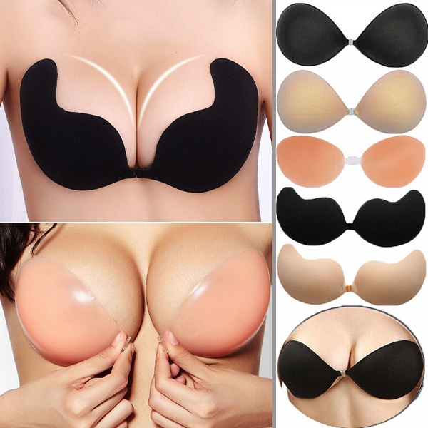 3 styles Silicone Sticky Invisible Backless Bra Strapless Push Up Bralette  Seamless Front Closure Adhesive Bars Nipple Cover Underwear