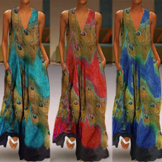 peacock, Fashion, Summer, long dress