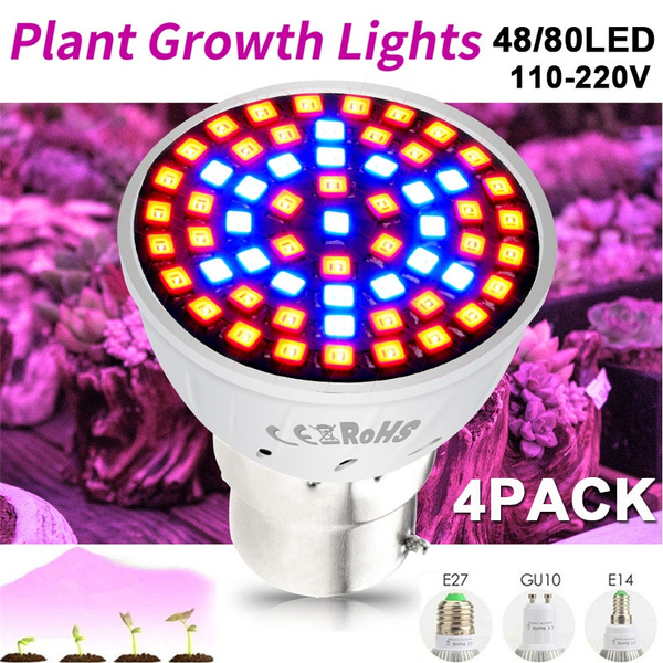 4 PCS B22 Hydroponic Growth Light E27 Led Grow Bulb MR16 Full Spectrum ...