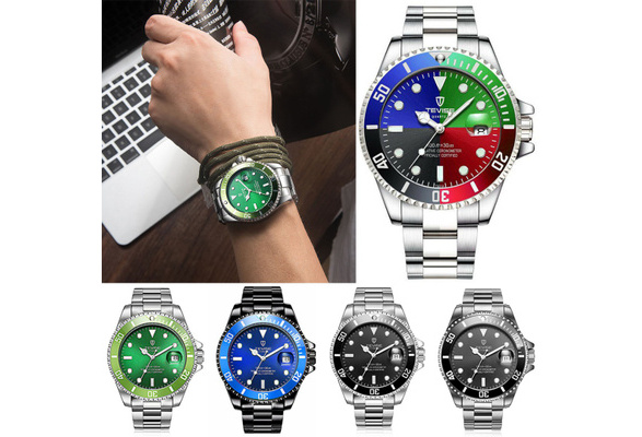 5 Colors TEVISE T801A Analog Stainless Steel Strap Men Mechanical