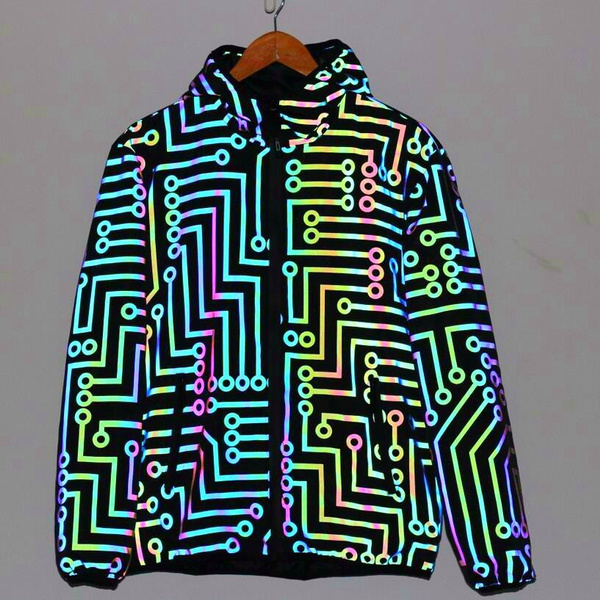 Holographic Windbreaker Reflective Rainbow Jacket