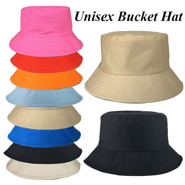 Pure Color Bucket Hat Women Men Summer Fishing Hats Casual Fishermen Cap  Brimpop Hip Hop Bucket Hat