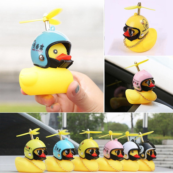 Small Yellow Duck Headlight Horn Broken Wind Duck Rotating Bamboo Raft ...
