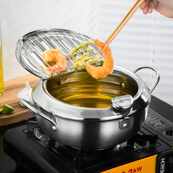 Japanese Style Frying Pot Kitchen Deep Fryers Tempura Fryer Pot With ...