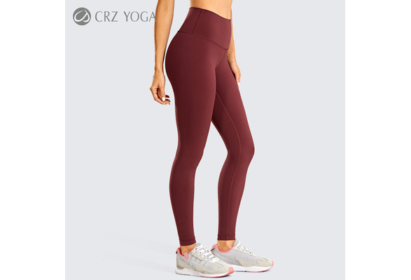 CRZ YOGA Women's Non-See Through Athletic Compression Leggings Hugged  Feeling Tummy Control Workout Leggings 28 inches