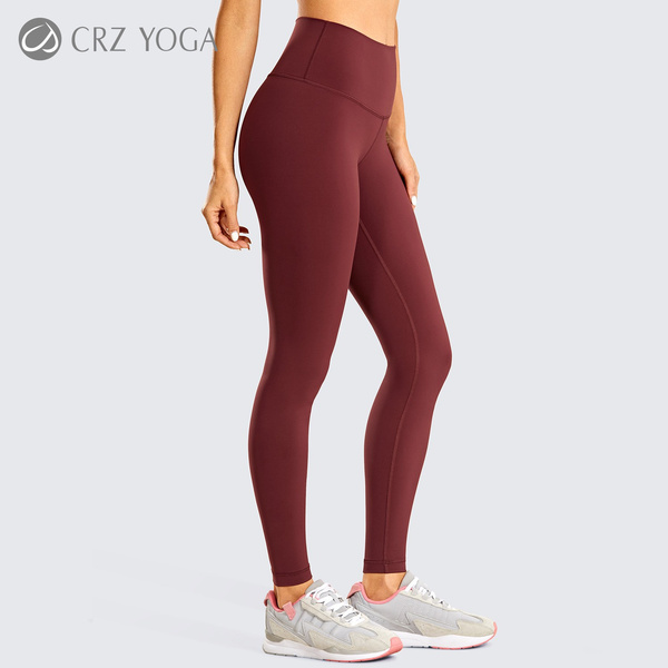 CRZ YOGA Women's Non-See Through Athletic Compression Leggings Hugged  Feeling Tummy Control Workout Leggings 28 inches